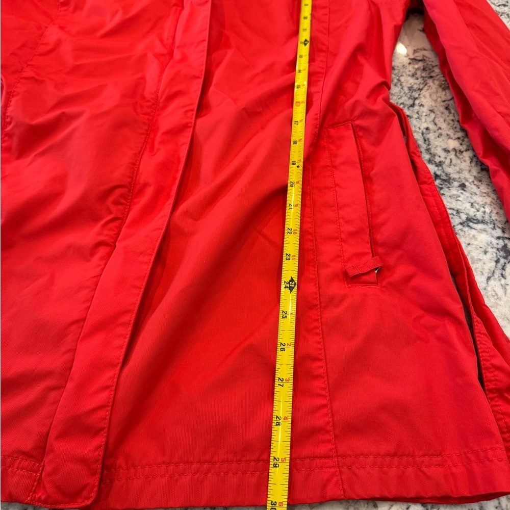 Columbia Omni-Shield Belted Hooded Rain Jacket Red Large - Picture 9 of 11